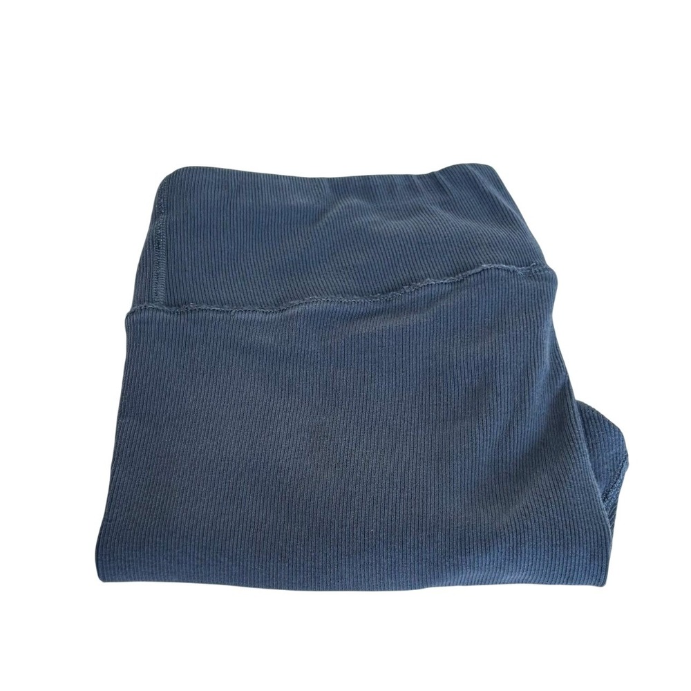 Pact Women Ribbed High Waist Leggings XL Blue Organic Cotton Stretch Sustainable
